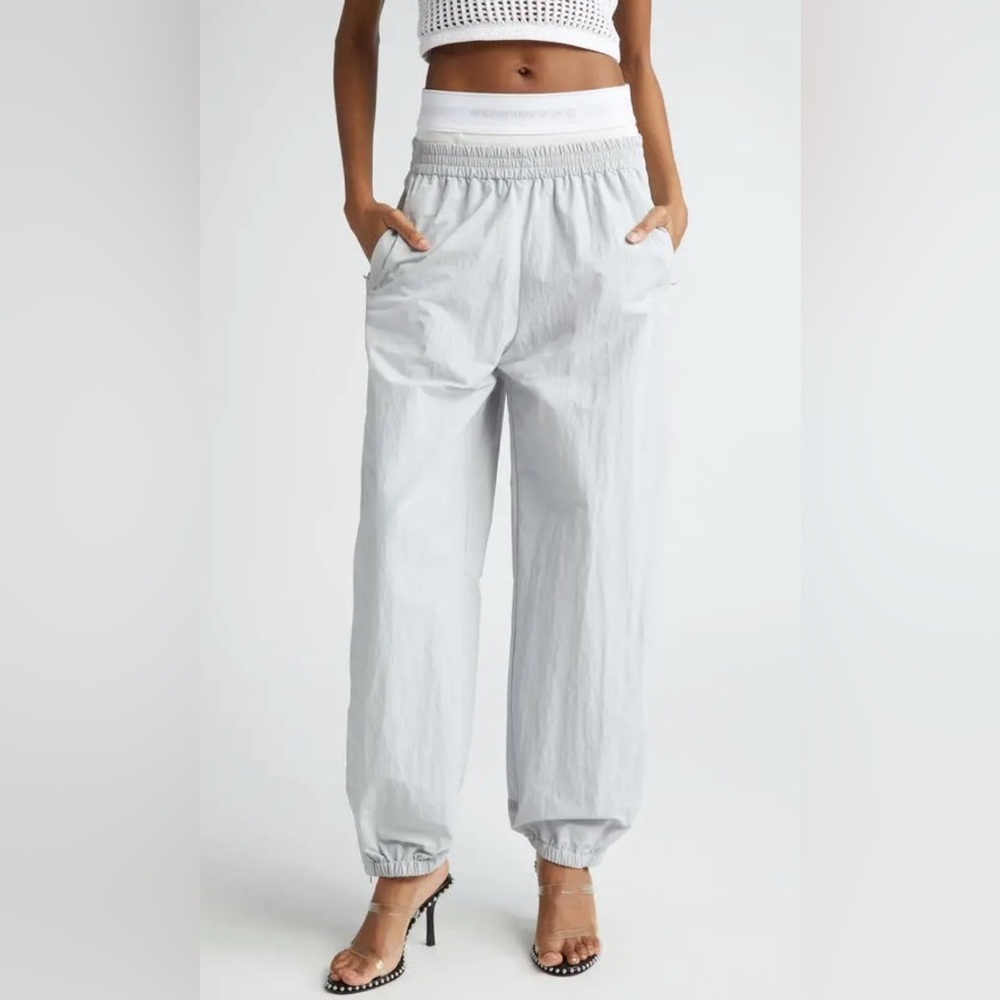 ALEXANDER WANG Track Pants Integrated Logo 
Waistband Boxer Woven Joggers XS